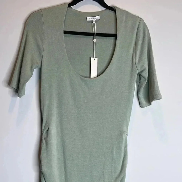 Rebecca Taylor Green Ruched TShirt Dress with lining - Picture 7 of 13